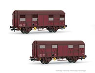 021-HJ6231 - H0 - SNCF, 2-tlg. Set 2-achs. gedeckte Güterwagen Kv Permaplex, Ep. III